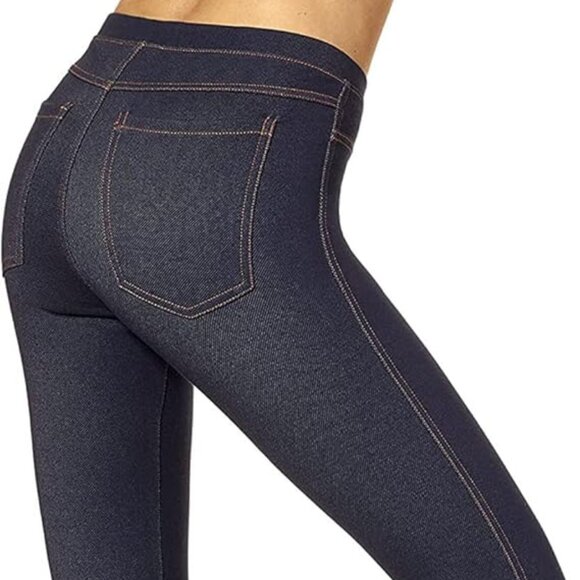3/$20🌟 No Nonsense Pull-On Dark Wash Stretch Denim Leggings with Pockets Large - Picture 2 of 11